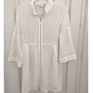 Simply Noelle Swim Cover L/XL 12/14  Zip Up Lace White
